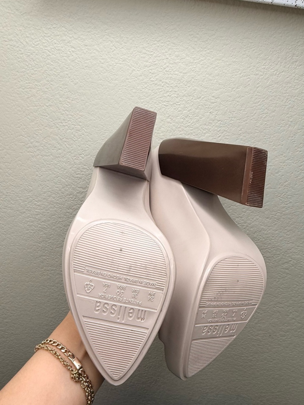 Melissa Nude Pink Block Heel Pumps